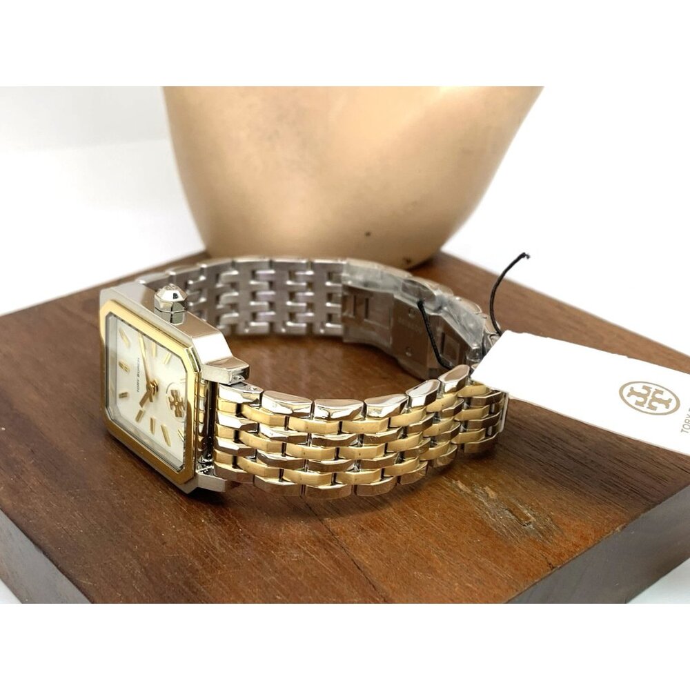 Tory Burch Women's Watch TBW1501 Cream Dial Gold Quartz Tank Two Tone Steel - Picture 9 of 14